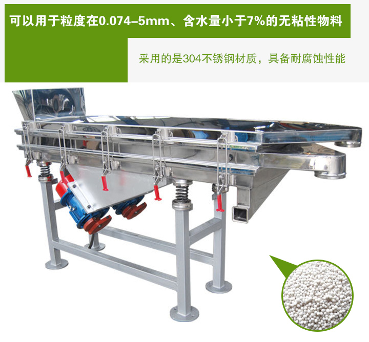 復(fù)合肥振動(dòng)篩采用的是304不銹鋼材質(zhì)，具備耐腐蝕性能